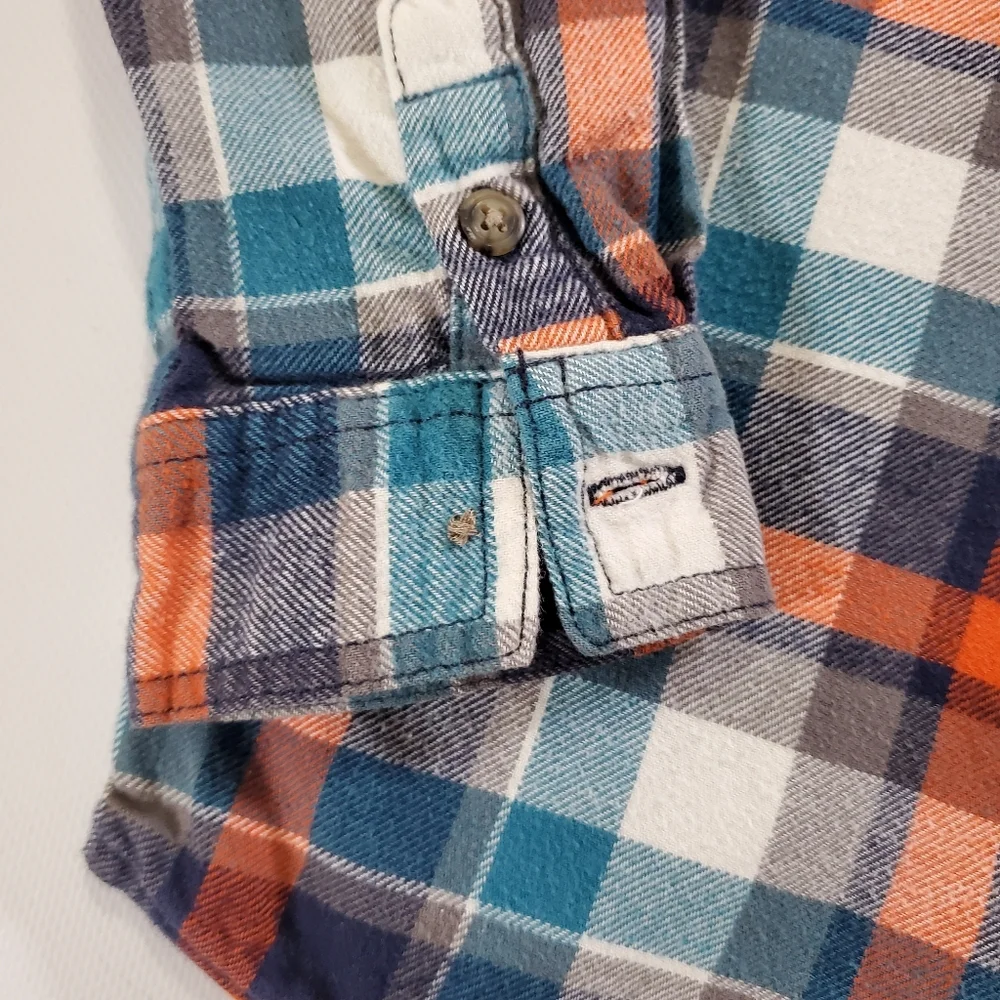 K1403 * Gymboree Boys Mountain Trail Plaid Flannel Button Down Shirt Size S 5/6
